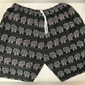 Thailand Elephant Print Cotton Shorts